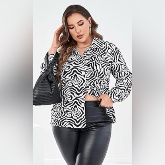 Sz 20 Lane Bryant Ladies Blouse Zebra Animal Print - Picture 1 of 8